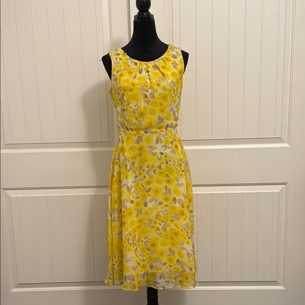 R&K Yellow Floral Scoop Neck Sundress ( no belt)